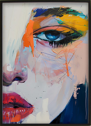 Printable wall art with a colorful and expressive portrait style.
