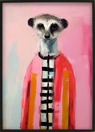 Printable wall art with a whimsical animal portrait style.