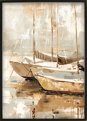 Printable wall art with a serene and neutral-toned nautical scene.