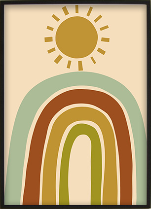 Printable wall art with a simple and cheerful rainbow design.