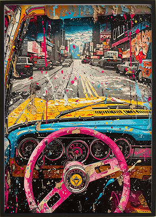 Printable wall art with a vibrant and urban-inspired illustration style.